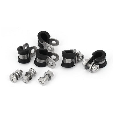 Harfington Uxcell 5pcs 8mm P Clips EPDM Rubber Lined Mounting Bracket for Pipe Tube Cable