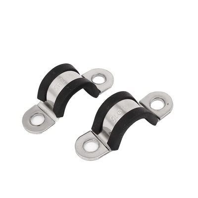 Harfington Uxcell 15mm U Clips EPDM Rubber Lined Mounting Brackets Clamps 5 Pcs