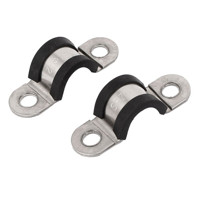 Harfington Uxcell 12mm 304 Stainless Steel Clips EPDM Rubber Lined Mounting Brackets Clamps 5 Pcs