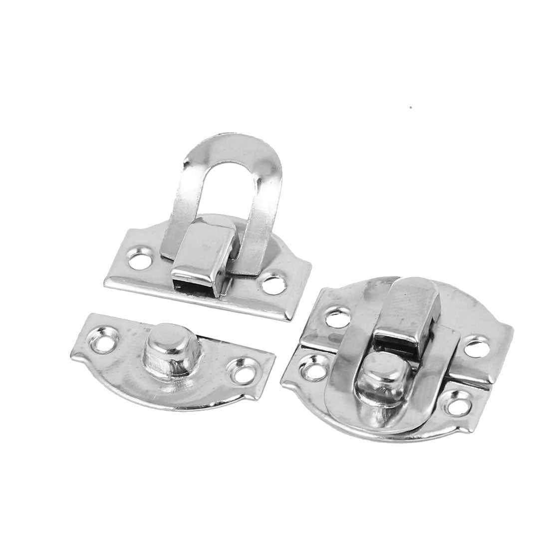 uxcell Uxcell Wood Box Chest Latch Hasp Lock Hook Hinge Silver Tone 10pcs