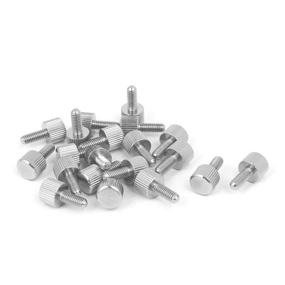 Harfington Uxcell Computer PC Case Stainless Steel Flat Head Knurled Thumb Screw M4 x 10mm 20pcs