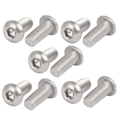 uxcell Uxcell M6x14mm 316 Stainless Steel Button Head Hex Socket Cap Screw Bolt Fastener 10pcs