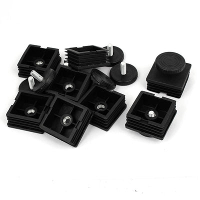 uxcell Uxcell 48mm x 48mm Thread Tube Insert Adjustable PP Plastic Leveling Foot Black 8 Sets
