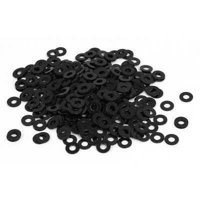 uxcell Uxcell M3 x 7mm x 0.5mm Black Zinc Plated Flat Washers Spacers Gaskets Fastener 400PCS