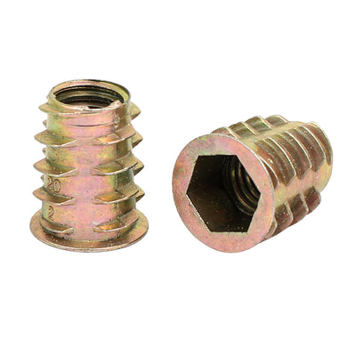 Harfington Uxcell M10x20mm Interface Hex Socket Threaded Insert Nuts 15pcs for Wood Furniture