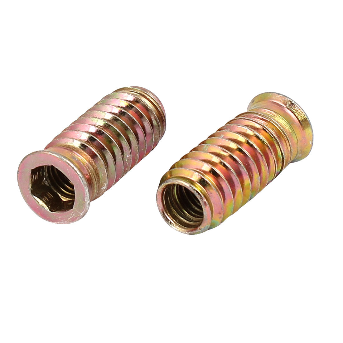 uxcell Uxcell Wood Furniture Insert Interface Hex Socket E-Nut Bronze Tone M8x30mm 10pcs