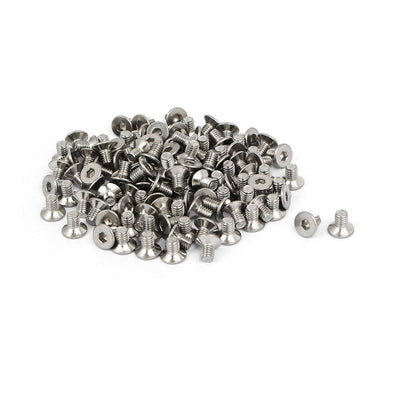 Harfington Uxcell M3x5mm 304 Stainless Steel Flat Head Hex Socket Screws Fasteners DIN7991 120pcs