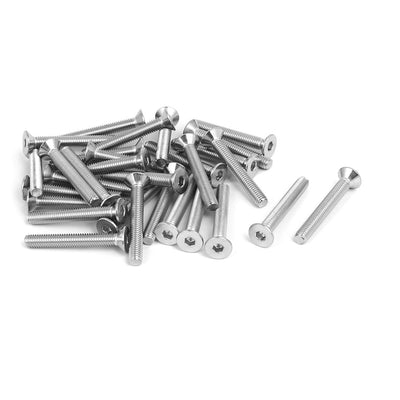 uxcell Uxcell M6x45mm 304 Stainless Steel Countersunk Flat Head Hex Socket Screws DIN7991 30pcs