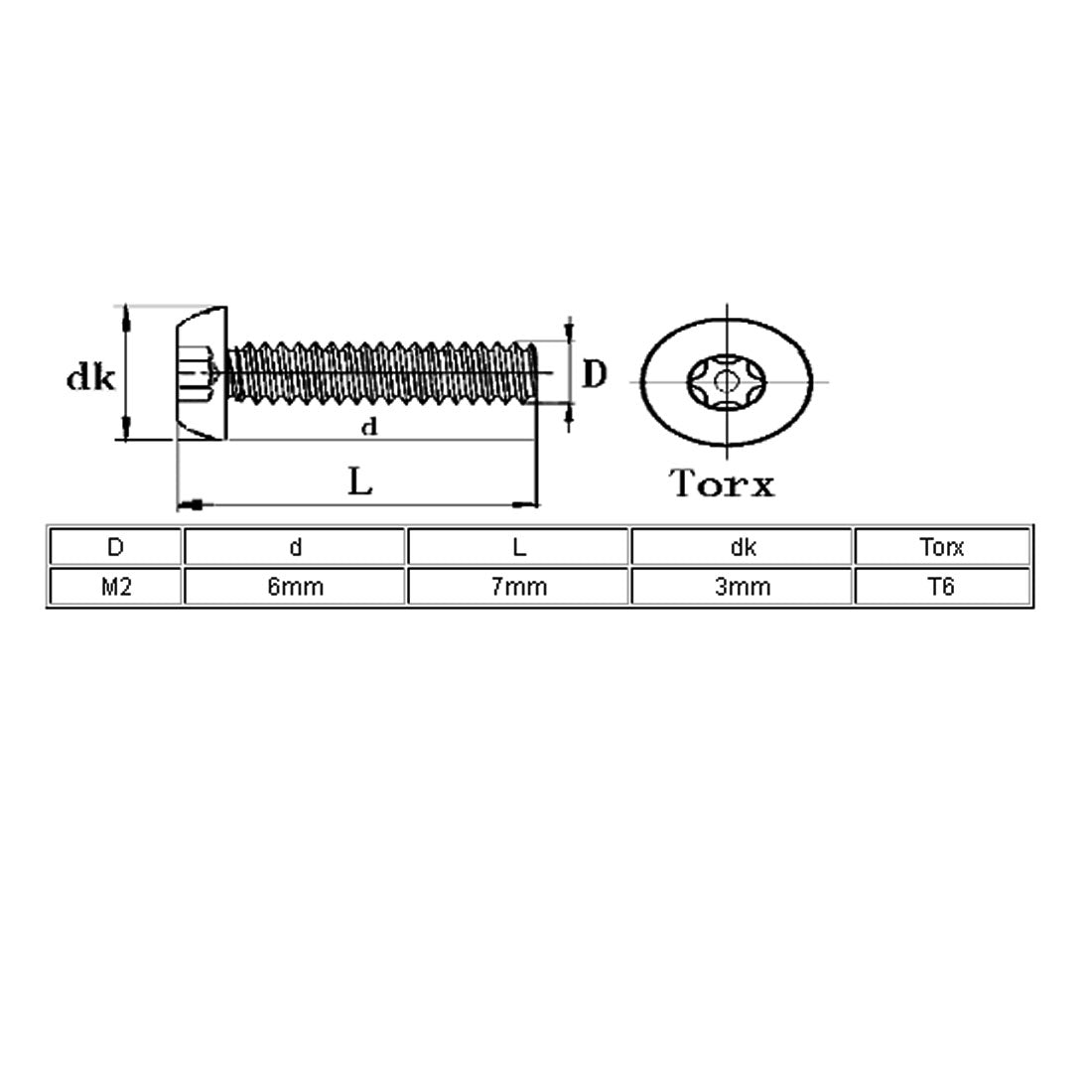 uxcell Uxcell M2x6mm 304 Stainless Steel Button Head Torx Security Machine Screws 100pcs