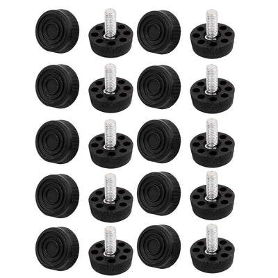uxcell Uxcell M8 x 18mm Furniture Table 8 Holes Base Adjustable Leg Leveling Foot Black 20pcs