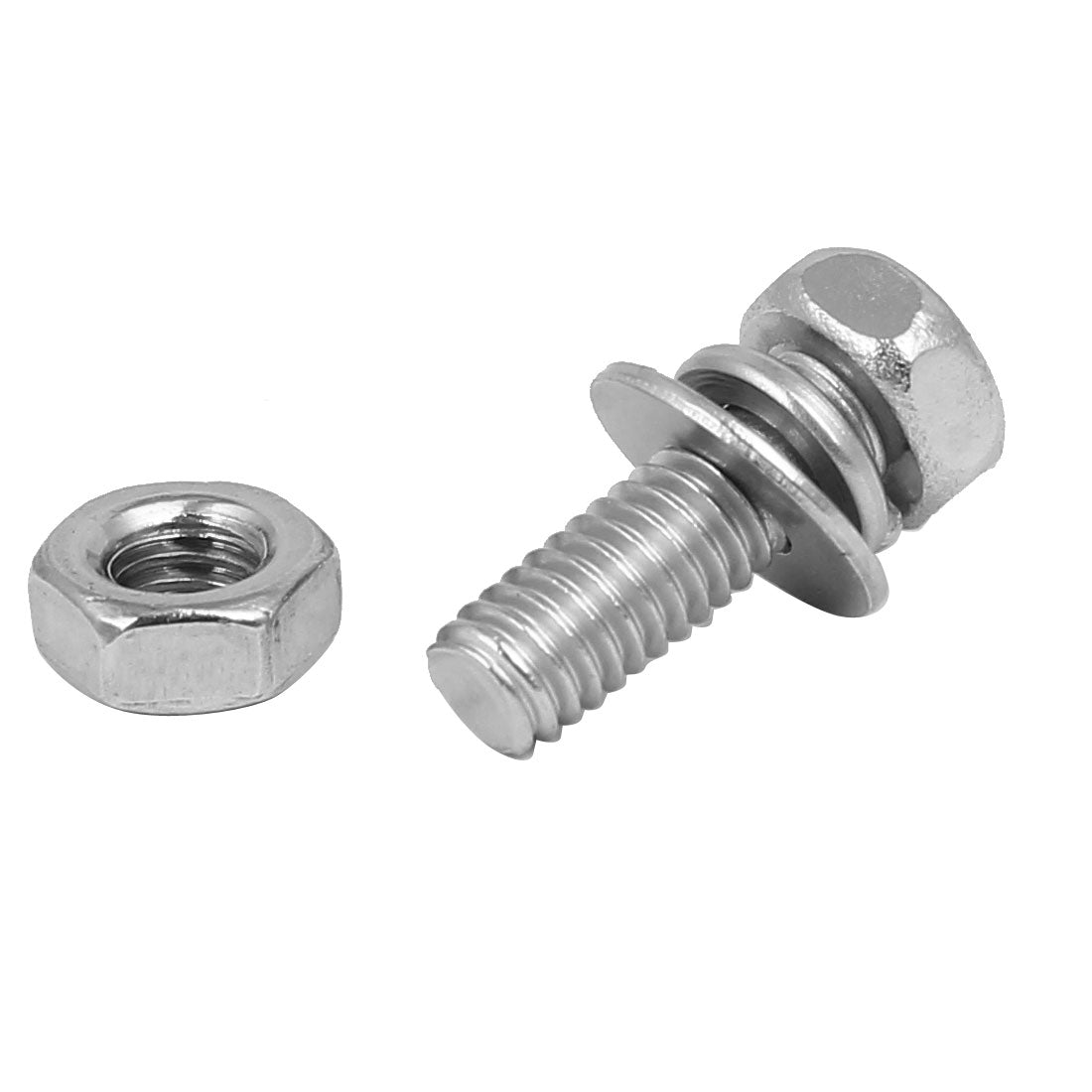 uxcell Uxcell M4 x 12mm 304 Stainless Steel Phillips Hex Head Bolts Nuts w Washers 25 Sets