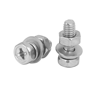 Harfington Uxcell M4 x 12mm 304 Stainless Steel Phillips Hex Head Bolts Nuts w Washers 25 Sets