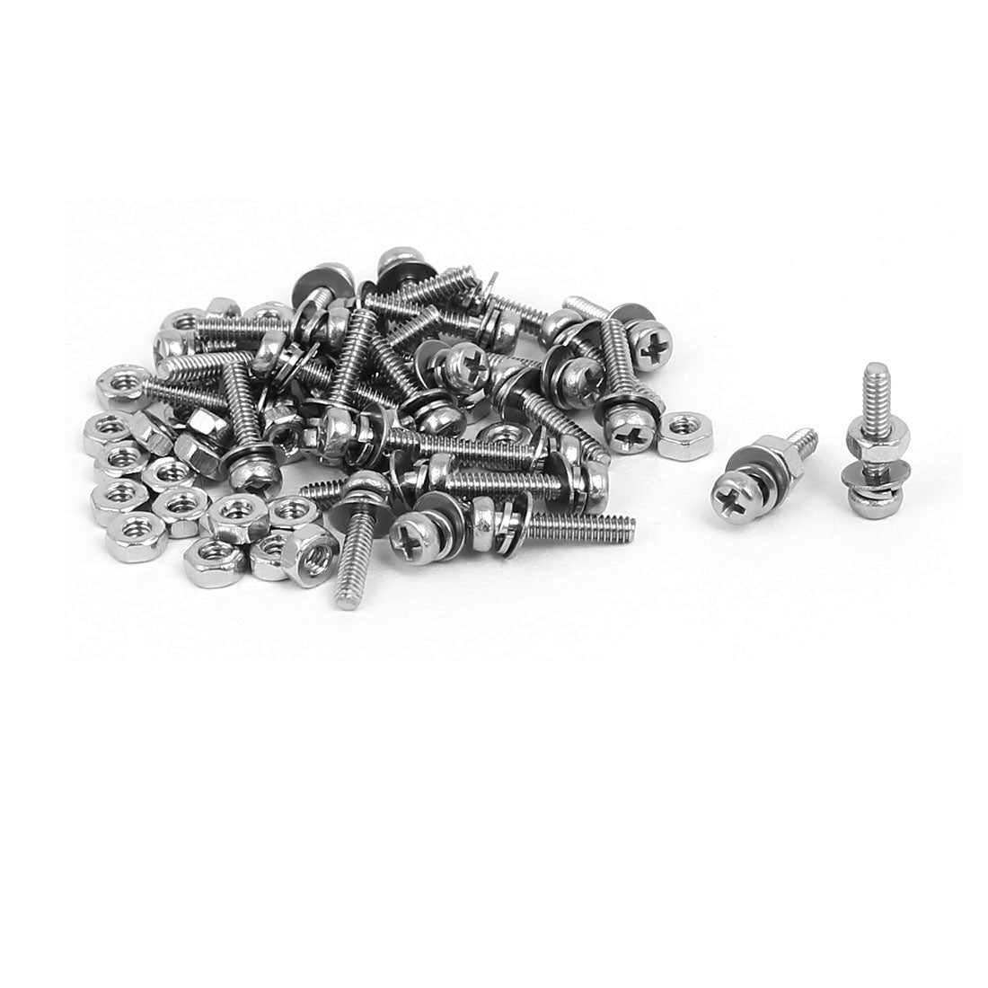 uxcell Uxcell M1.6 x 8mm 304 Stainless Steel Phillips Pan Head Screws Nuts w Washers 30 Sets