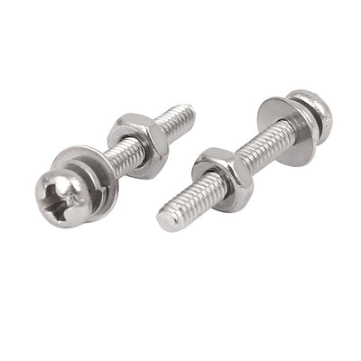 Harfington Uxcell 30Set Kreuzschlitz Bolzen Schraube M2x14mm 304 Edelstahl flach Nuss mit Scheibe DE de