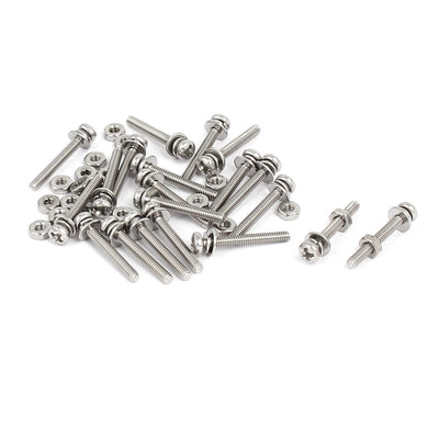 Harfington Uxcell M2 x 16mm 304 Stainless Steel Phillips Pan Head Screws Nuts w Washers 20 Sets