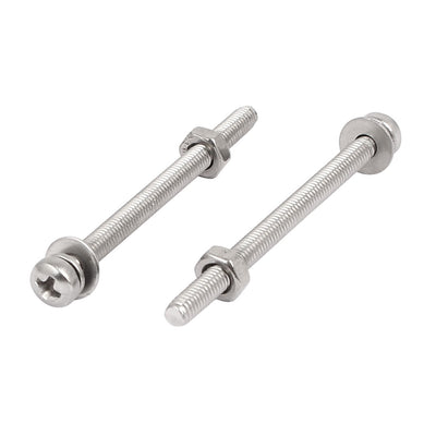 Harfington Uxcell M3 x 40mm 304 Stainless Steel Phillips Pan Head Screws Nuts w Washers 20 Sets