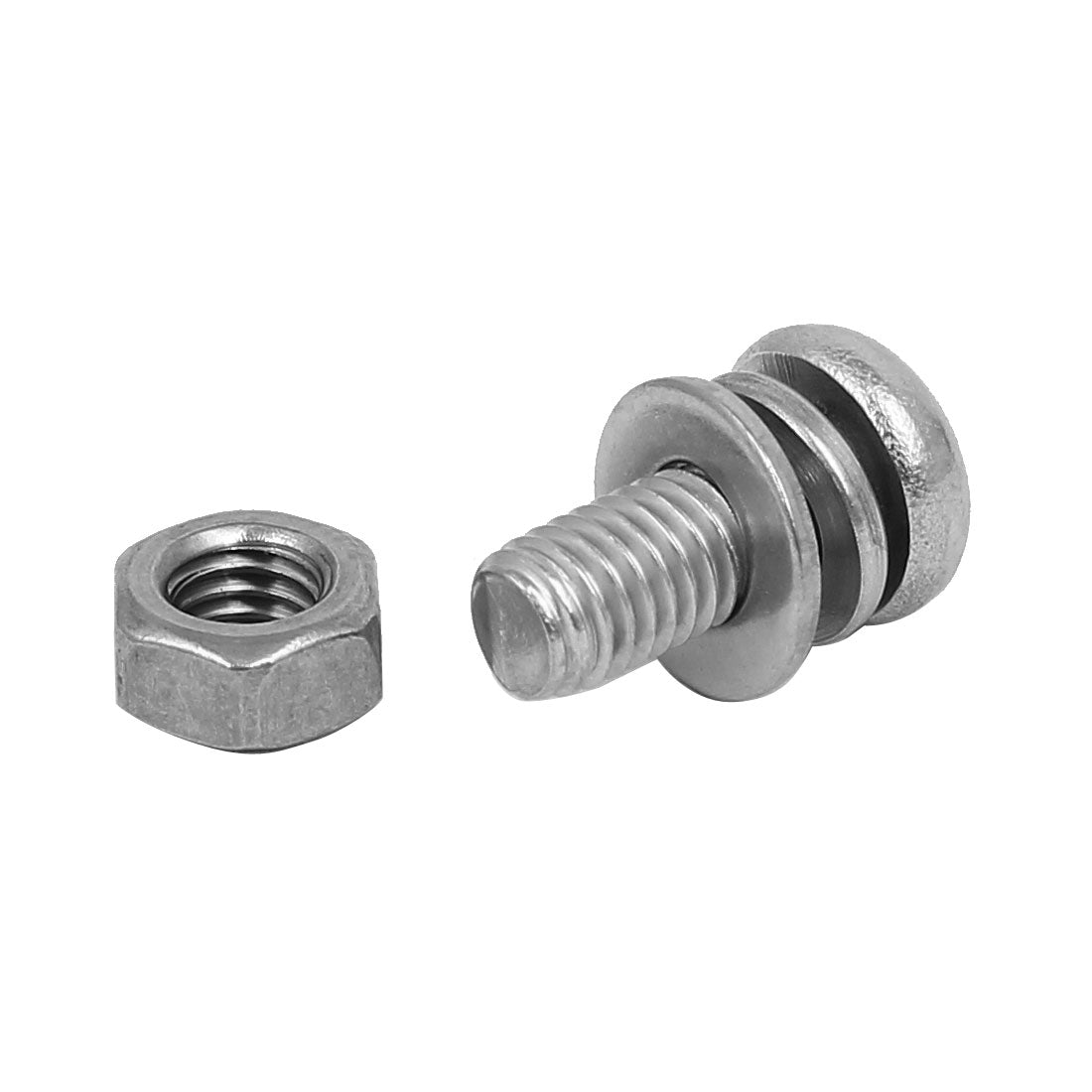 uxcell Uxcell M5 x 12mm 304 Stainless Steel Phillips Pan Head Screws Nuts w Washers 20 Sets