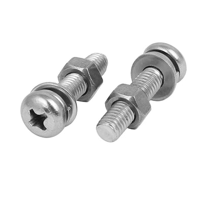 Harfington Uxcell M5 x 25mm 304 Stainless Steel Phillips Pan Head Screws Nuts w Washers 15 Sets