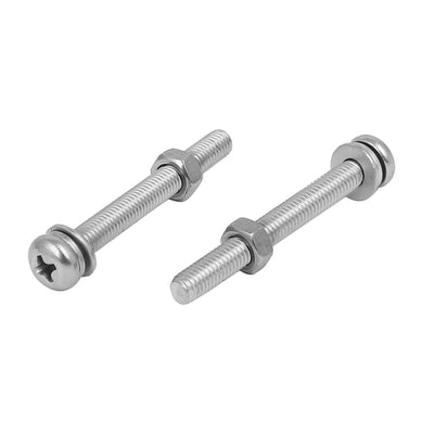 Harfington Uxcell M5 x 45mm 304 Stainless Steel Phillips Pan Head Screws Nuts w Washers 10 Sets