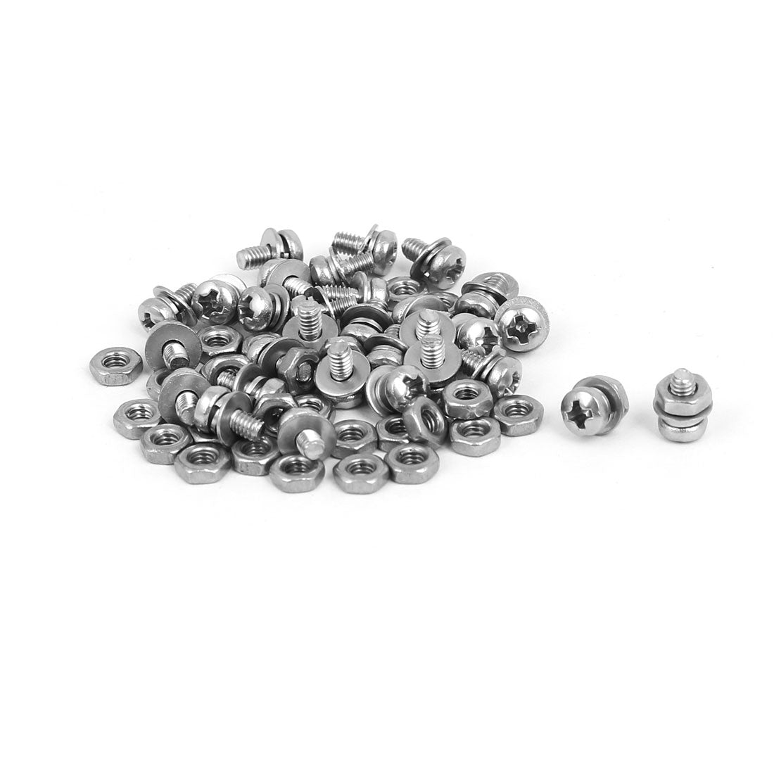 uxcell Uxcell M2.5 x 5mm 304 Stainless Steel Kreuzschlitz Pan Head Screws Nuts w Washers 30 Sets de