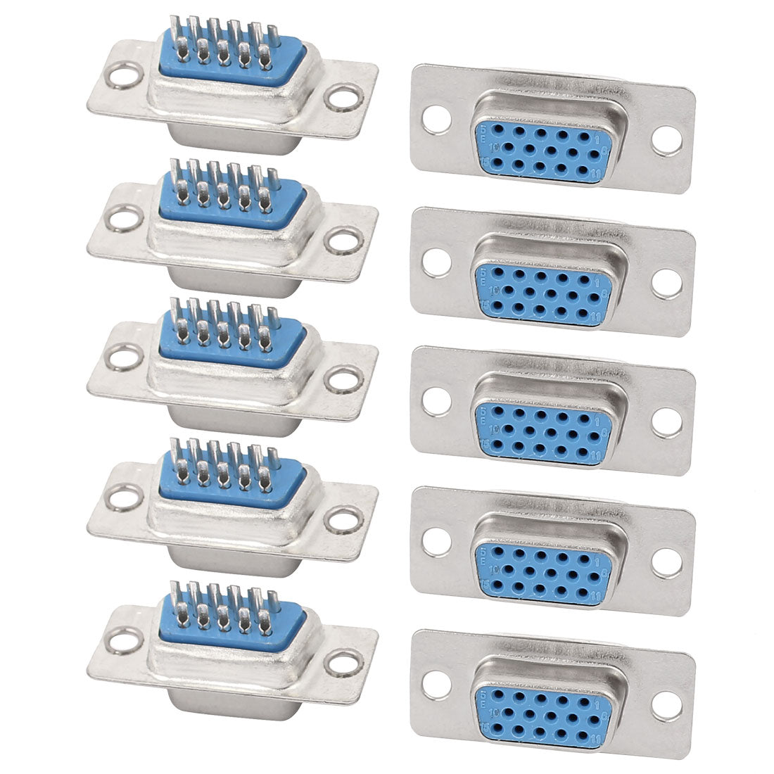 uxcell Uxcell 10Pcs D-SUB DB15 3 Rows 15 Pin Female Solder Type Adapter Connector Straight Socket