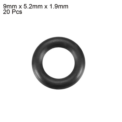 Harfington Uxcell 20Pcs 9mm x 1.9mm Rubber O-rings NBR Heat Resistant Sealing Ring Grommets Black