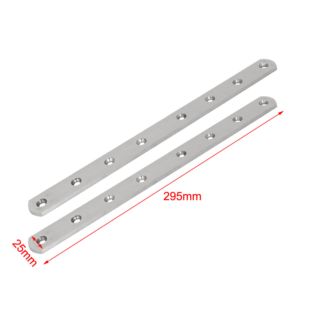 uxcell Uxcell 295mmx25mmx4mm Stainless Steel Straight Flat Fixing Mending Plates Brackets 2pcs