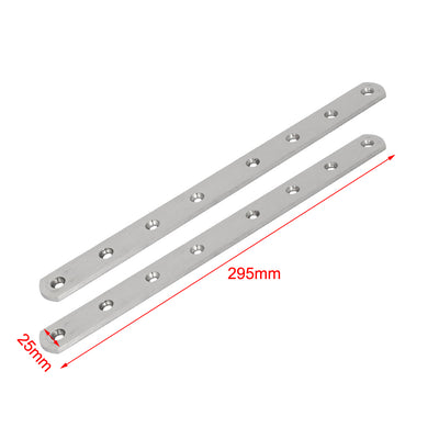 Harfington Uxcell 295mmx25mmx4mm Stainless Steel Straight Flat Fixing Mending Plates Brackets 2pcs