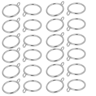 Harfington Uxcell 38mm Dia 57mm Length Iron Curtain Drape Sliding Eyelet Rings Silver Tone 24pcs