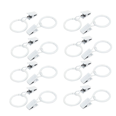 Harfington Uxcell 25mm Inner Dia Baking Finish Curtain Drapery Hanging Rings Clips White 16 Sets