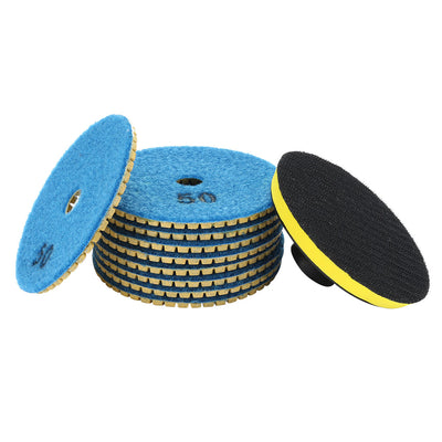 uxcell Uxcell 4" Diamond Wet Polishing Pad Disc Grit 50 10pcs for Granite Concrete Marble