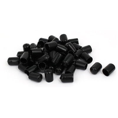 Harfington Uxcell 14mm Inner Dia Rubber Hose End Cap Screw Thread Protector Cover Black 50pcs