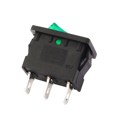 Harfington Uxcell AC 10A/125V 8A/250V SPST 3P 2 Position Green LED Light Rocker Switch