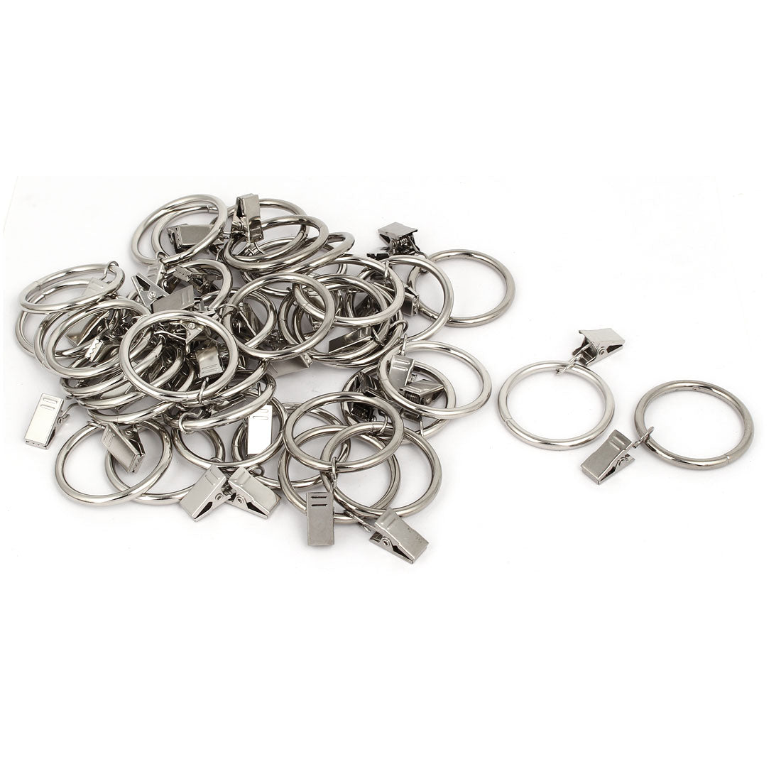 uxcell Uxcell 36mm Inner Dia Stainless Steel Curtain Drapery Hanging Rings Clips 40 Sets