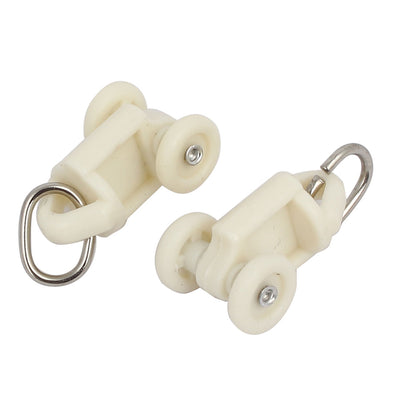 Harfington Uxcell 10mm Dia Twin Wheel Curtain Track Rail Slide Rollers Gliders Beige 80pcs