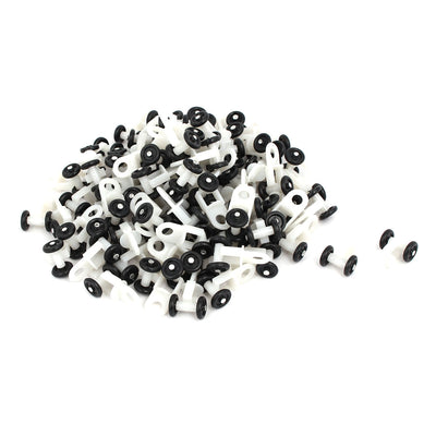 Harfington Uxcell 12.5mm Dia Twin Wheel Curtain Track Rail Rollers Gliders Black White 100pcs