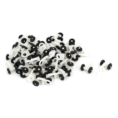 Harfington Uxcell 12.5mm Dia Twin Wheel Curtain Track Rail Rollers Gliders Black White 50pcs