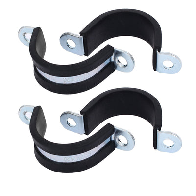 Harfington Uxcell M30 EPDM Rubber Lined U Shaped Pipe Tube Strap Clamps Clips Fasteners 4pcs