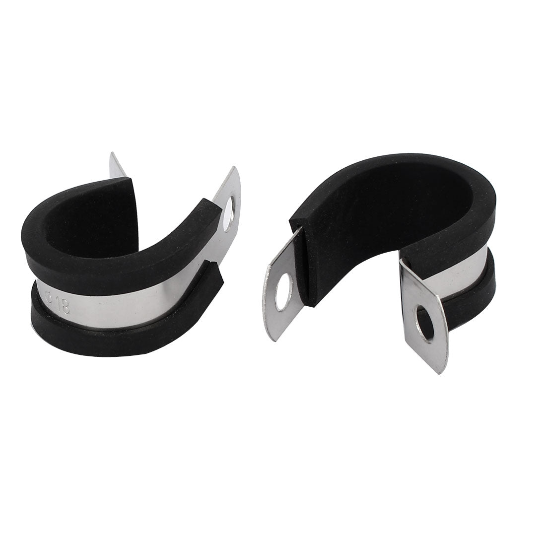 uxcell Uxcell 18mm Dia EPDM Rubber Lined P Clips Cable Hose Pipe Clamps Holder 2pcs