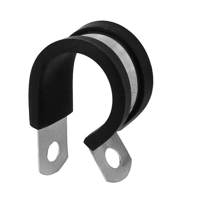 Harfington Uxcell 22mm Dia EPDM Rubber Lined P Clips Cable Hose Pipe Clamps Holder 2pcs