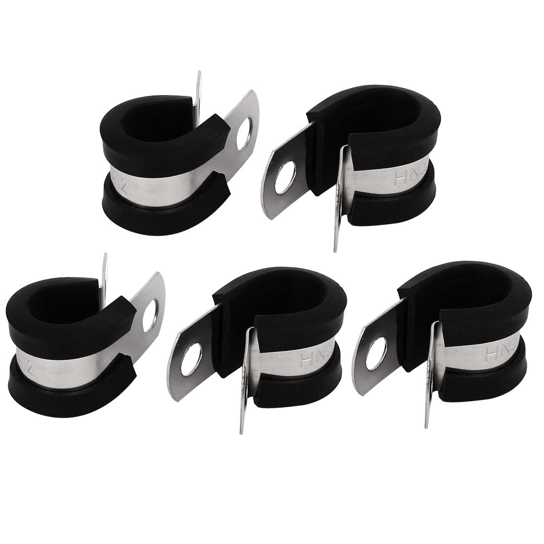 uxcell Uxcell 12mm Dia EPDM Rubber Lined P Clips Cable Hose Pipe Clamps Holder 5pcs