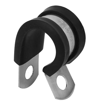 Harfington Uxcell 14mm Dia EPDM Rubber Lined P Clips Cable Hose Pipe Clamps Holder 5pcs