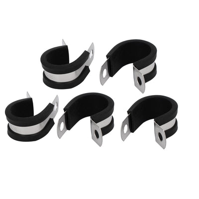 uxcell Uxcell 18mm Dia EPDM Rubber Lined P Clips Cable Hose Pipe Clamps Holder 5pcs