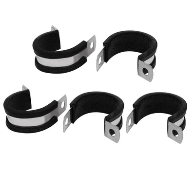 uxcell Uxcell 25mm Dia EPDM Rubber Lined P Clips Cable Hose Pipe Clamps Holder 5pcs