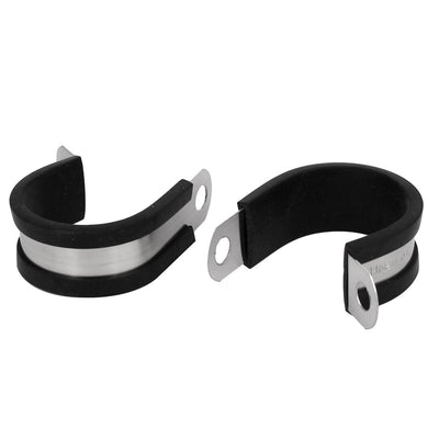 uxcell Uxcell 32mm Dia EPDM Rubber Lined P Clips Water Pipe Tube Clamps Holder 2pcs