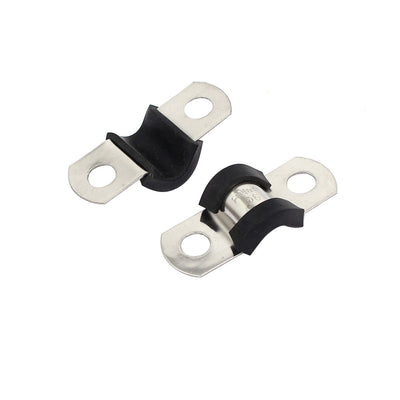 Harfington Uxcell 6mm Dia EPDM Rubber Lined U Shaped Pipe Tube Wire Clamps Clips 5pcs