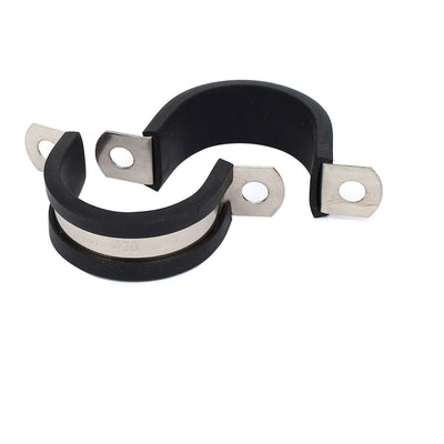 Harfington Uxcell 30mm Dia EPDM Rubber Lined U Shaped Pipe Tube Wire Clamps Clips 2pcs