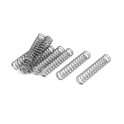 Harfington Uxcell 1mmx10mmx50mm 304 Stainless Steel Compression Springs Silver Tone 10pcs