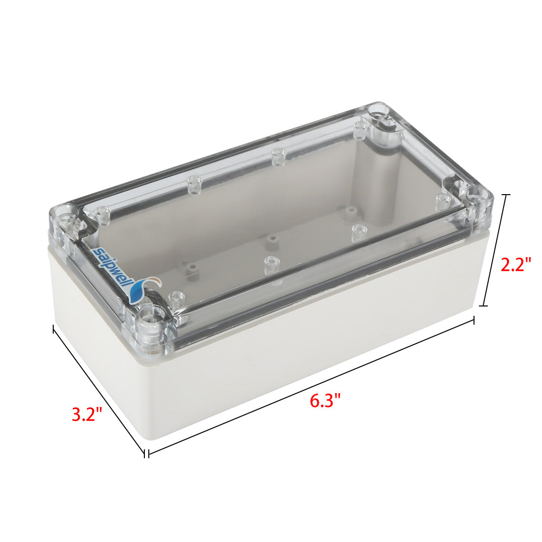 uxcell Uxcell 3.2"x6.3"x2.2"(80mmx160mmx55mm) ABS Junction Box Universal Project Enclosure w PC Transparent Cover