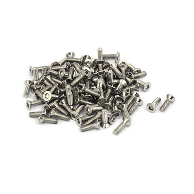 uxcell Uxcell 100pcs M2,5x8mm Grad 10,9 Senkkopf Flachkopf Innensechskantschraube silbern